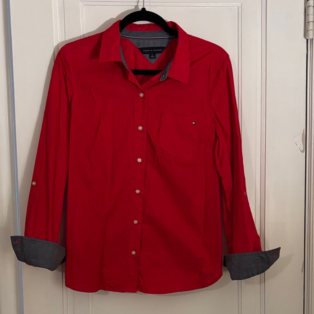Tommy Hilfiger Women’s Red Button-Down Shirt